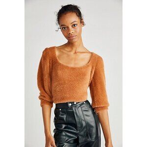 Free People Moonbeam Campground Brown Fuzzy Sweater Women's Size Small S